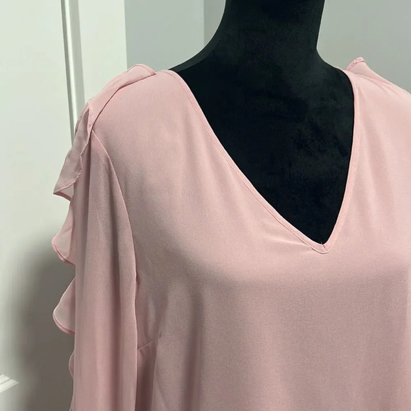 IMNYC PINK RUFFLED LONG SLEEVES TOP BLOUSE SIZE M - Picture 2 of 7